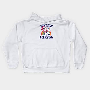 Santa Riding Unicorn | Don't Stop Believing Kids Hoodie